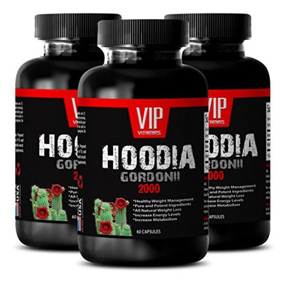 Fat burning vitamins - HOODIA GORDONII EXTRACT 2000mg - Hoodia gordonii kalahari desert - 3 Bottles 180 Capsules