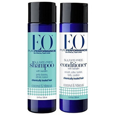 EO Coconut and Hibiscus Botanical Shampoo and Conditioner With Keratin, Lavender, Aloe Vera, Chamomile and Calendula