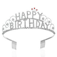 FRCOLOR Happy Birthday Tiara, Rhinestone Birthday Tiara Crown Princess Crown