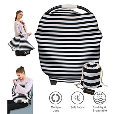Eligara Nursing Covers, Extra-Large & Breathable, Breastfeeding Blanket Wrap Scarf Shawl Letter Clothes Stretchy Baby Car Seat Covers with Storage Bag