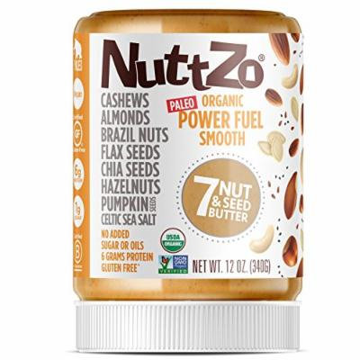 Nuttzo Organic Smooth Paleo Power Fuel Seven Nut and Seed Butter, Peanut Free, 12 Oz, 4 Pack