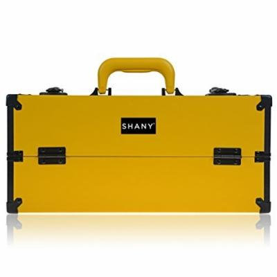 SHANY Modern Pro Slim Cosmetics Train Case Makeup Organizer with Brush Holder and Lock, Chamomile Yellow by SHANY Cosmetics
