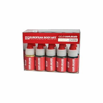 European Body Art EnduraHAIR&BEARD Alcohol Based Airbrush Hair and Beard Paint Liquid Makeup 10 Pack Set, Light to Dark 1oz