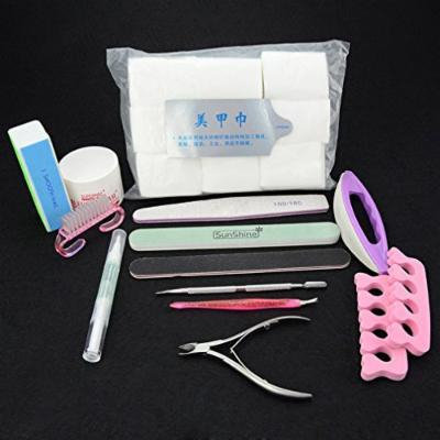 Elite99 Nail Cotton Wipes Cuticle Pusher Cutter Remover Buffer Block Buffing Cream Nail Care Set
