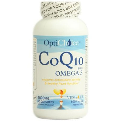 Optichoice® Coq10 Plus Omega- 3 - The Ultimate Heart Health Formula with Vesisorb® Colloidal Droplet System Delivers 6x Better Absorption and Bioavailability - Made in USA - 1000mg – 60 Capsules/softgels