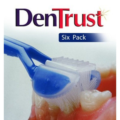 6 PACK :: DenTrust 3-Sided Toothbrush :: Medium :: Wrap-Around Design with Automatic 45 Degree Angle :: Made in USA