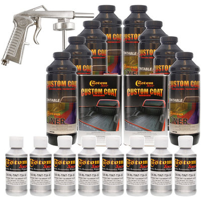 Bed Liner CUSTOM COAT BRIGHT SILVER 8-L Urethane Spray-On Truck Kit w/ Spray Gun