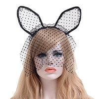 Sexy Cat Ears headband Lace Women Girls Masquerade Mask Dots Black White Gossamer Mask Cosplay For Party