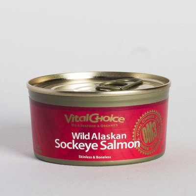 Vital Choice Wild Alaskan Canned Sockeye Skinless/Boneless, 6 Ounce cans, Pack of 6