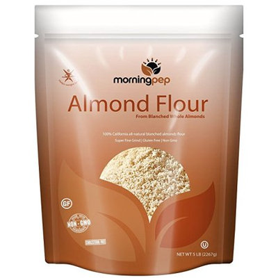 Morning Pep Bulk 5 Lbs 100 % All Natural Blanched ALMOND MEAL FLOUR Finely Ground - Gluten Free - Cholesterol Free Product of USA Large 80 Oz