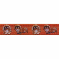 Country Brook Design® 3/4 Inch Pekingese Ribbon Double Sided Dog Leash - 2 Foot