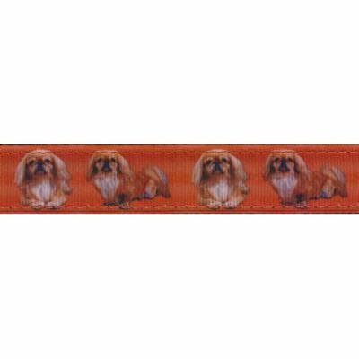 Country Brook Design® 3/4 Inch Pekingese Ribbon Double Sided Dog Leash - 2 Foot