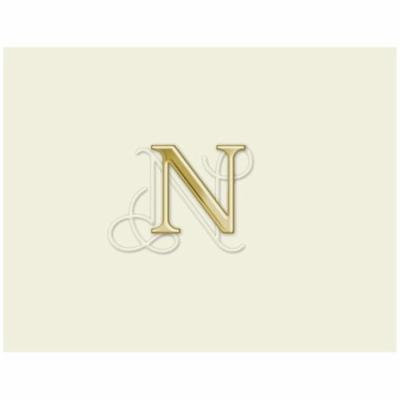 JAM Paper Card Sets, Initial Foldover Set with Natural Cards, Elegant Gold