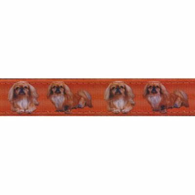 Country Brook Design® 3/4 Inch Pekingese Ribbon Double Sided Dog Leash - 6 Foot