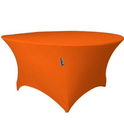 LA Linen TCSpandex72Rx30H-OrangeX48 Round Spandex Tablecloth Orange - 72 x 30 in.