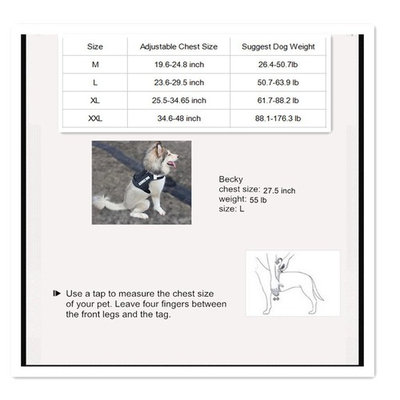 Dog Harness PETFLY Adjustable Dog Harness No Pull Harness for Dogs (L)