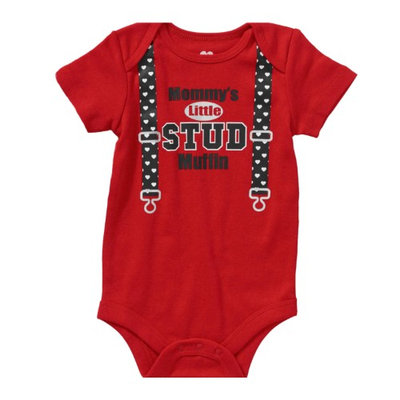 Heart Infant Boys Red Mommys Little Stud Muffin Valentines Day Creeper Bodysuit 0-3m