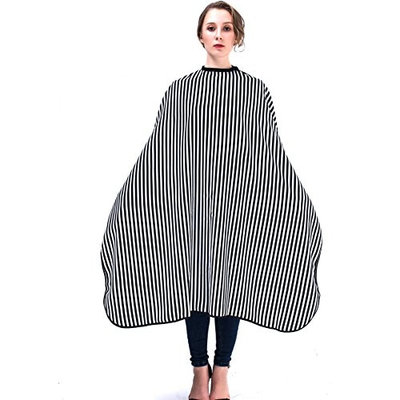 Mythus Elegant Strip Design Hair Cape Hairdresser Gown Cape For Salon Haircut, Antistatic