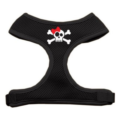 Skull Bow Screen Print Soft Mesh Harness Black Small