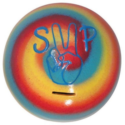 Girly Chic Tie Dye SUP-What's Up Texting Bubble Bank