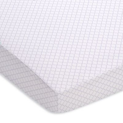 Fitted Crib Sheet - Moroccan Design - White & Lavender (Purple)