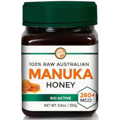RAW MANUKA HONEY MGO 260+ (NPA 10+) 8.8oz (250g) Medicinal Strength - Medium Certified Rating - BPA Free Jar - Cold Extraction - Independently Verified