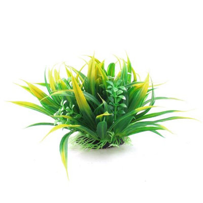 10cm Height Green Yellow Fish Tank Aquarium Plastic Water Plant Decor