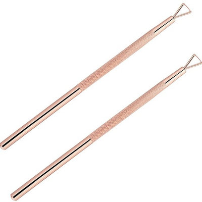 Hestya 2 Pieces Cuticle Peeler Stainless Steel Triangle Manicure Cuticle Pusher Nail Polish Remover Art Tools (Rose G