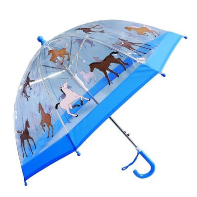 Foxfire Girls Blue Pony Clear Dome Umbrella