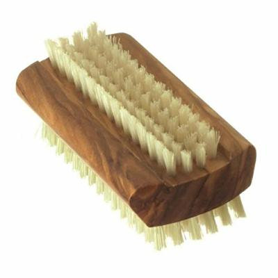 Hydrea London Olive Wood Pure Bristle Nail Brush, Hard Strength, Large