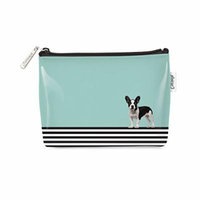 Catseye Cosmetic Makeup Bag, Dog on Stripe, Small