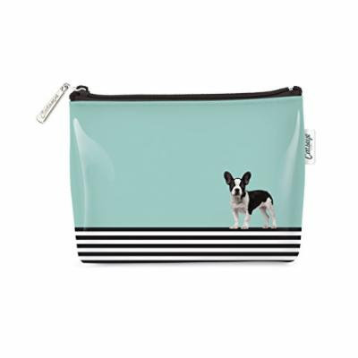 Catseye Cosmetic Makeup Bag, Dog on Stripe, Small