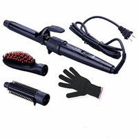 3 in 1 Curling Wand,Accessorize Hair Curlers Brush With Interchangeable Hair Straightening Hot Brush Hair Roller Iron Barrel Heat Protective Glove,Ceramic Hair Curler Set