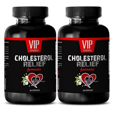 Low cholesterol diet - CHOLESTEROL RELIEF FORMULA - Blood pressure support - 2 Bottles 120 Capsules
