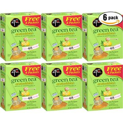 4C Green Tea Antioxidant With Honey & Natural Lemon, 1.53oz per Packet, 24 Ct. Box (Pack of 6, Total of 144 Packets)