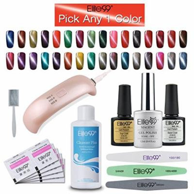 Elite99 Magnetic Cat Eye Color 3D Soak Off UV LED Any 1 Color Gel Polish + 10pcs Remover Pads + Top & Base Coat + Cleanser Plus + Sanding File + Buffer + Polisher + 9W LED Lamp + Magnet Stick