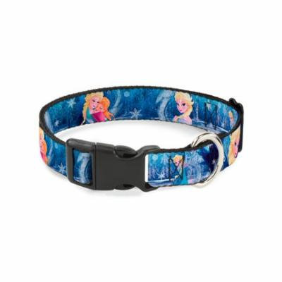 Buckle-Down Frozen Elsa The Snow Queen Poses/Snowflakes Disney Dog Collar Plastic Clip Buckle, Large