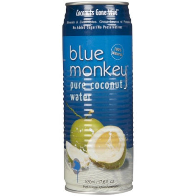 Blue Monkey Water 100% Coconut Water with Pulp, 17.6 Ounce (Pack of 24)