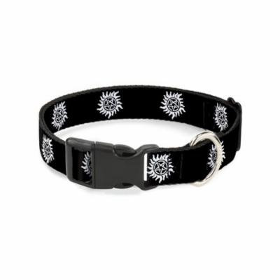 Buckle-Down Winchester Pentagram Repeat Black/White Plastic Clip Collar, Large/15-26