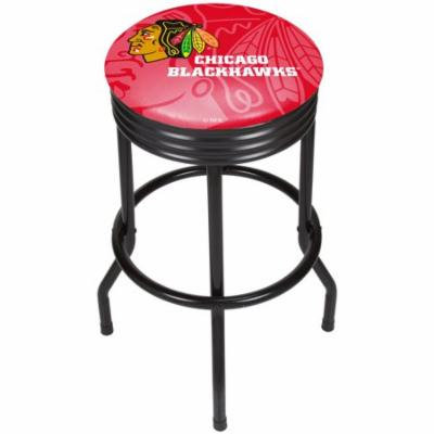 NHL Black Ribbed Bar Stool - Chicago Blackhawks