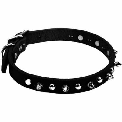Coastal Pet Products 01705K-BLK14 0.62 x 14 in. Circle T Oak Tanned Leather Spiked Dog Collar, Black