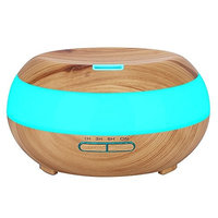 Komeito 300ml Aroma Essential Oil Diffuser,Wood Grain Aromatherapy Diffuser Ultrasonic Cool Mist Humidifier for Home Office Bedroom with 7 Color LED Light,4 Timer Settings,Waterless Auto Shut-Off