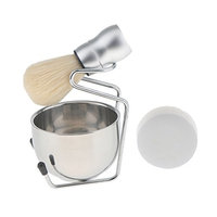 Dovewill 4pcs Men Shaving Set Alloy Holder Stand Bowl Mug Shave Brush Set Barber Tool