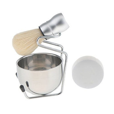 Dovewill 4pcs Men Shaving Set Alloy Holder Stand Bowl Mug Shave Brush Set Barber Tool