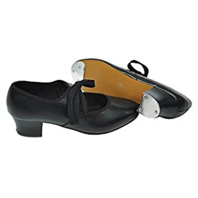Tappers and Pointers PU TAP SHOES Cuban Heel with FITTED HEEL AND TOE Taps BLACK