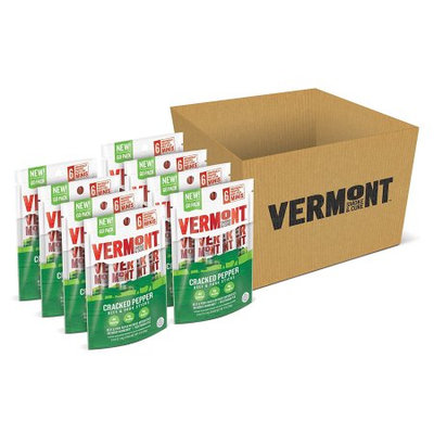 Vermont Smoke & Cure Mini Meat Stick Go Packs, Beef & Pork, Antibiotic Free, Gluten Free, Cracked Pepper, Six 0.5oz Sticks Per Pouch, Pack of 8 Pouches