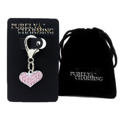 PURELY CHARMING Pet Collar Charm with Handset Swarovski Crystals - Puffed Heart