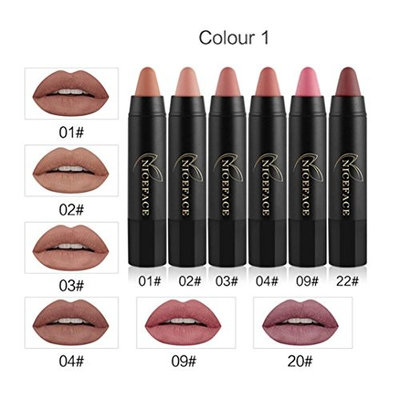 Sexy Lipstick Set, WuyiMC 6Pcs Long-lasting Velvet Matte Pencil Crayon Makeup Lip Gloss Set