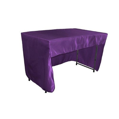 LA Linen TCbridal-OB-fit-48x30x30-PurpleB23 Open Back Fitted Bridal Satin Classroom Tablecloth Purple - 48 x 30 x 30 in.