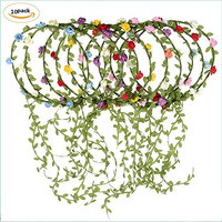 Solvang Set of 10 Pieces Mix Colored Flower Crown Wreath Headband Floral Wreath Garland Hairband For Girl